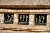 Ananda temple Bagan, Myanmar. Green-glazed terra-cotta Jataka plaques. 